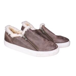 Luxe De Leon Brown Leather Shearling Sneakers Comfort Shoes Cozy Cabin